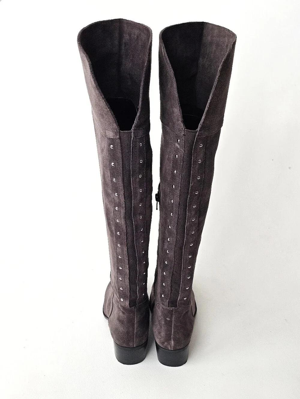Vince Camuto Gray Taupe Suede Over-the-Knee Boots Studded Detail Size 7W